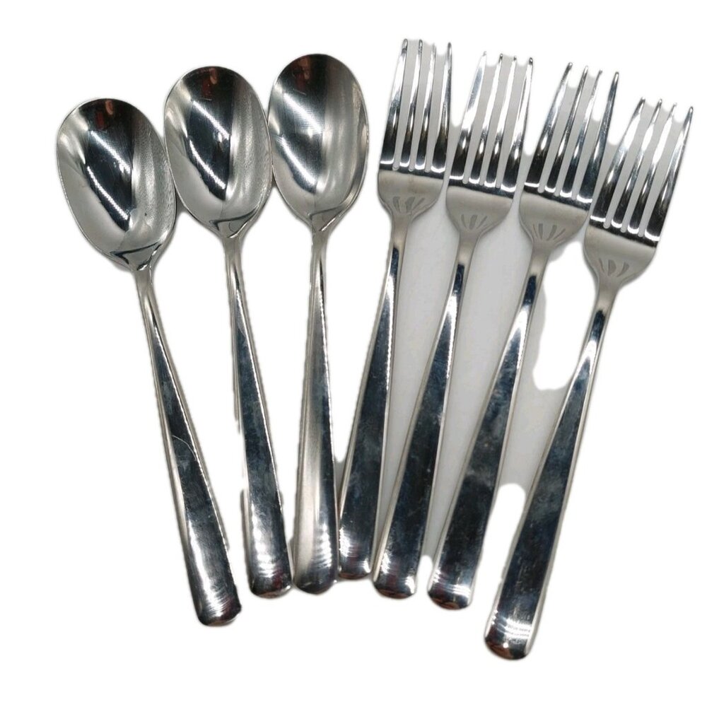 Ornative 3 Spoons & 4 Dinner Forks Piece Set Of 7 Stainless Steel Flatware
